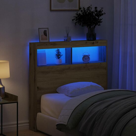 Hoofdbordkast Met Led Artisan Eikenkleurig 100 x 17 x 102 cm artisanaal eikenkleurig