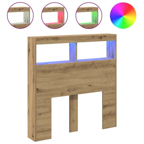 Hoofdbordkast Met Led Artisan Eikenkleurig 100 x 17 x 102 cm artisanaal eikenkleurig