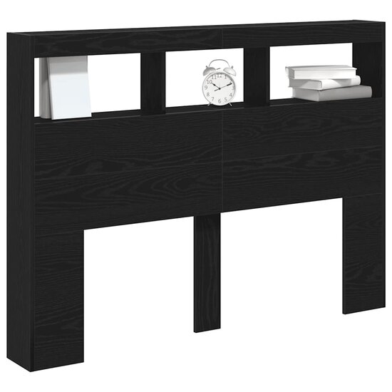 Hoofdbordkast Met Led Kleurig 140 x 17 x 102 cm Zwart eiken