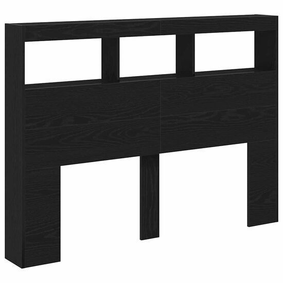 Hoofdbordkast Met Led Kleurig 140 x 17 x 102 cm Zwart eiken