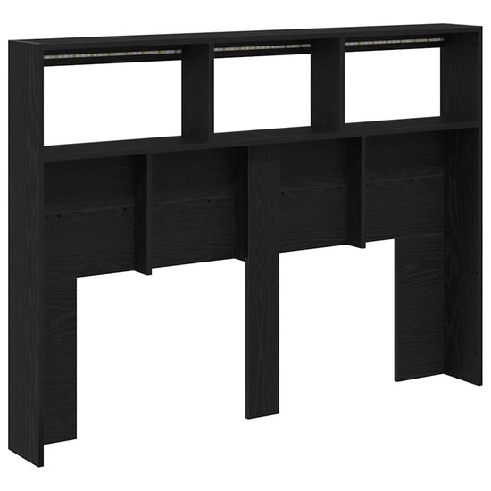 Hoofdbordkast Met Led Kleurig 140 x 17 x 102 cm Zwart eiken