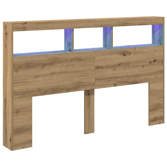 Hoofdbordkast Met Led Artisan Eikenkleurig 160 x 17 x 102 cm artisanaal eikenkleurig