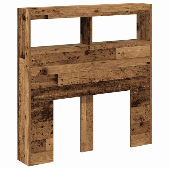 Hoofdbordkast met LED 100x17x102 cm oud hout