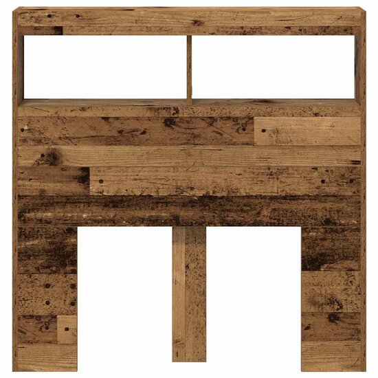 Hoofdbordkast met LED 100x17x102 cm oud hout