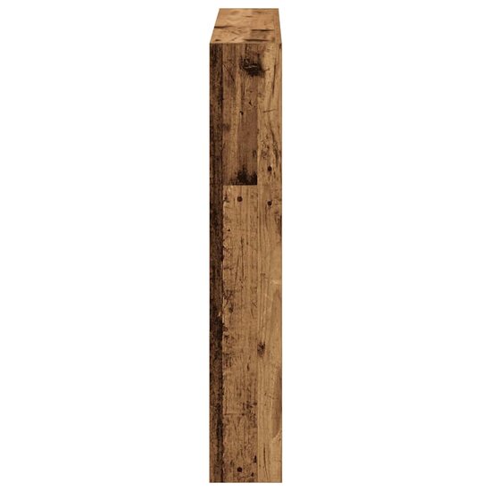 Hoofdbordkast met LED 100x17x102 cm oud hout