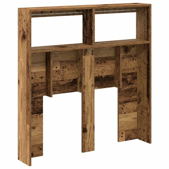 Hoofdbordkast met LED 100x17x102 cm oud hout