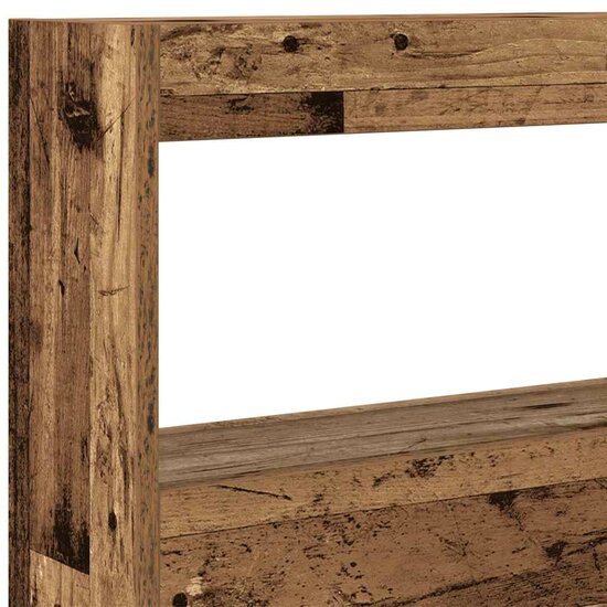 Hoofdbordkast met LED 100x17x102 cm oud hout