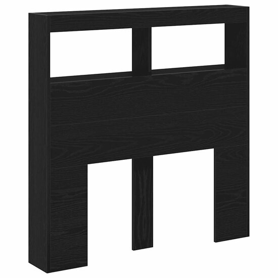 Hoofdbordkast met LED 100x17x102 cm zwart eikenkleurig