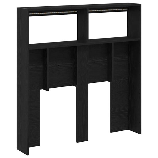 Hoofdbordkast met LED 100x17x102 cm zwart eikenkleurig