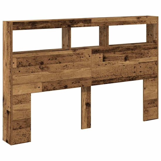 Hoofdbordkast met LED 160x17x102 cm oud hout