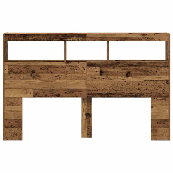 Hoofdbordkast met LED 160x17x102 cm oud hout
