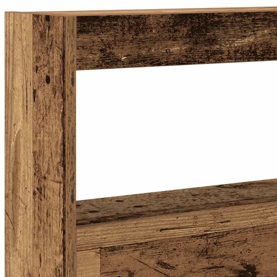 Hoofdbordkast met LED 160x17x102 cm oud hout