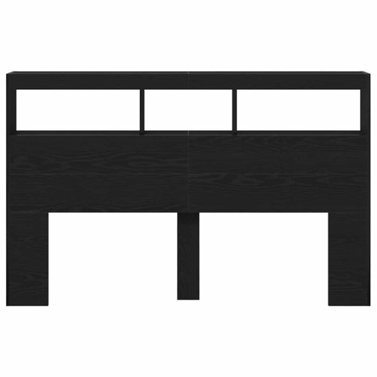 Hoofdbordkast met LED 160x17x102 cm eikenkleurig zwart