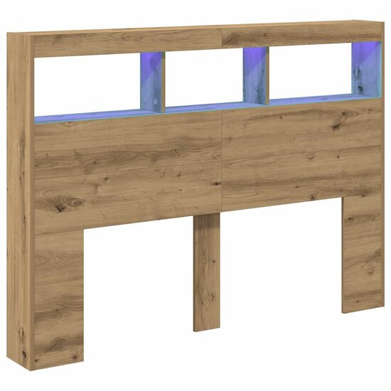 Hoofdbordkast Met Led Artisan Eikenkleurig 140 x 17 x 102 cm artisanaal eikenkleurig