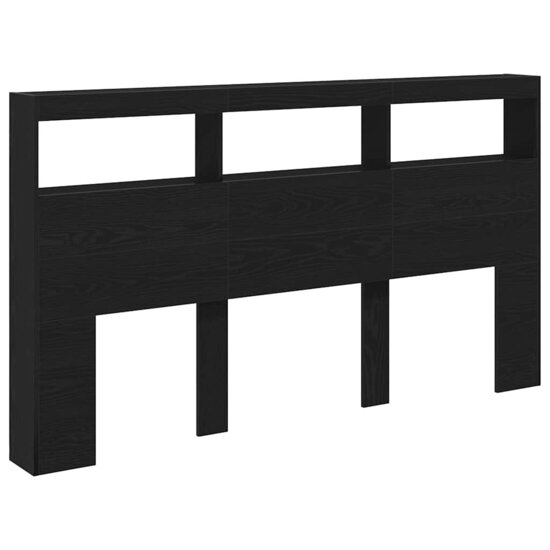 Hoofdbordkast Met Led Eikenkleurig Zwart 180 x 17 x 102 cm Zwart eiken