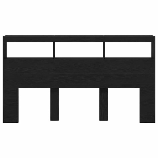 Hoofdbordkast Met Led Eikenkleurig Zwart 180 x 17 x 102 cm Zwart eiken