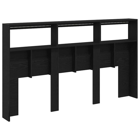 Hoofdbordkast Met Led Eikenkleurig Zwart 180 x 17 x 102 cm Zwart eiken