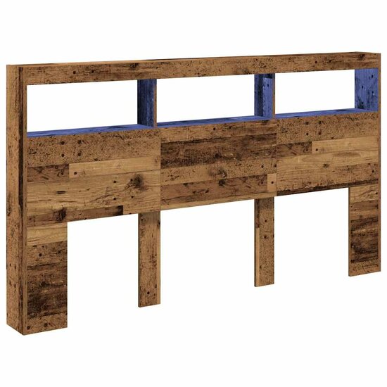 Hoofdbordkast Met Led 180 x 17 x 102 cm Oud hout