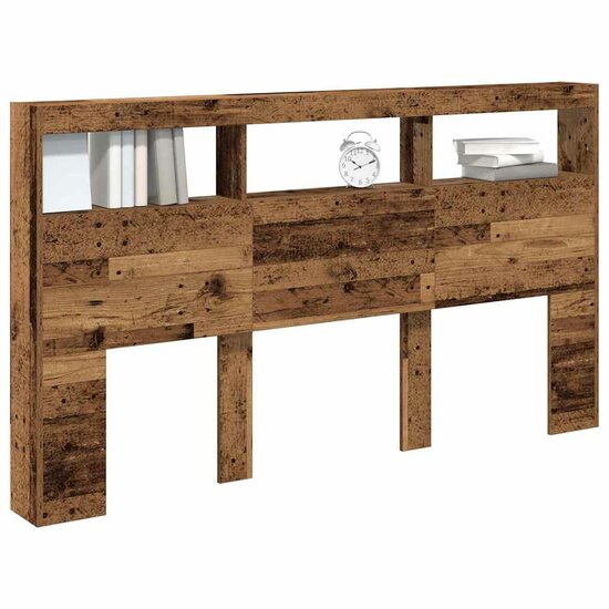 Hoofdbordkast Met Led 180 x 17 x 102 cm Oud hout
