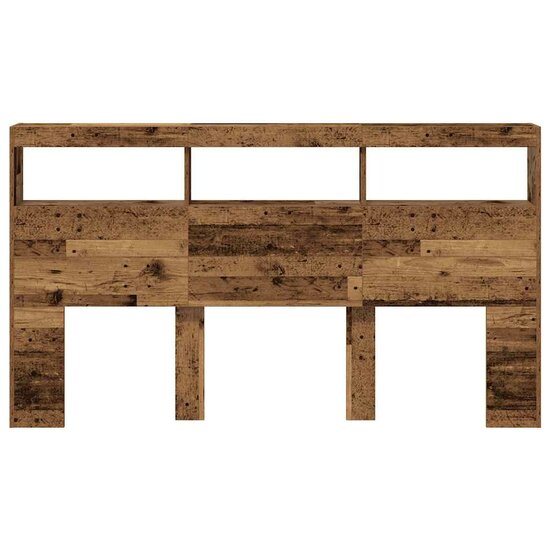 Hoofdbordkast Met Led 180 x 17 x 102 cm Oud hout
