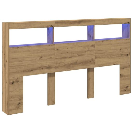Hoofdbordkast Met Led Artisan Eikenkleurig 180 x 17 x 102 cm artisanaal eikenkleurig