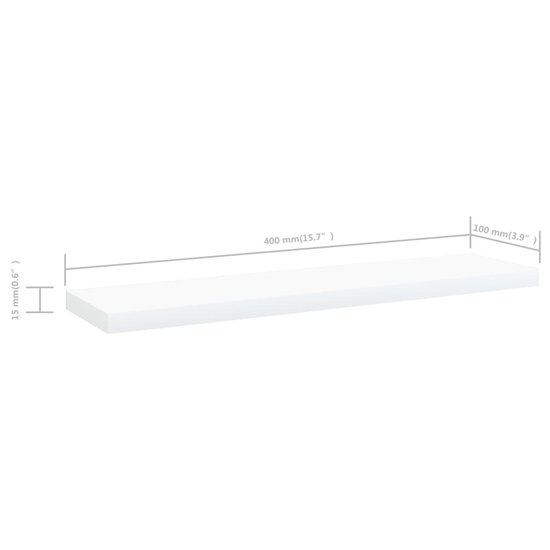 Wandschappen 40X10X1,5 Cm Bewerkt Hout Wit 40 x 10 x 1.5 cm