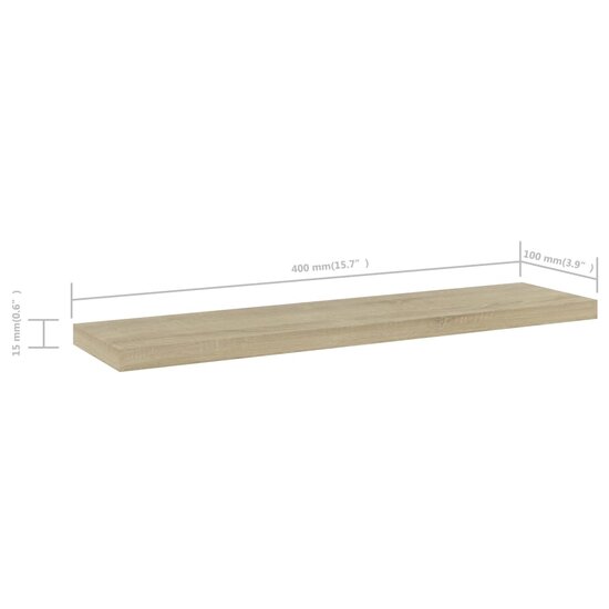 Wandschappen 40X10X1,5 Cm Bewerkt Hout Kleurig Sonoma Eiken 40 x 10 x 1.5 cm