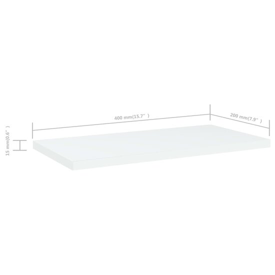 Wandschappen 4 st 40x20x1,5 cm bewerkt hout wit