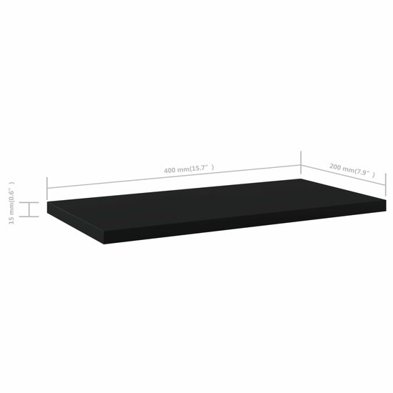 Wandschappen 40X20X1,5 Cm Bewerkt Hout Zwart 40 x 20 x 1.5 cm
