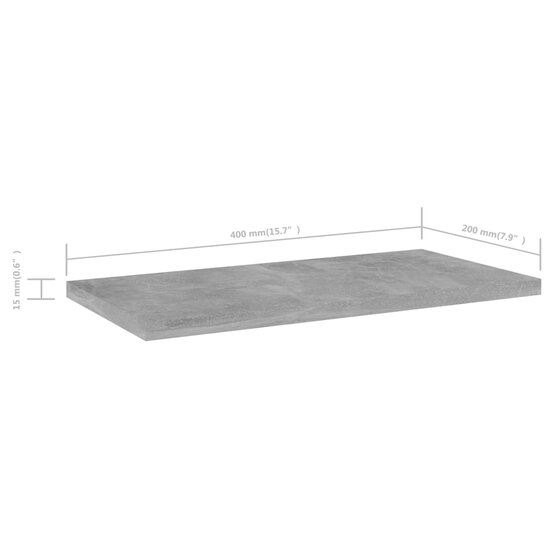 Wandschappen 4 st 40x20x1,5 cm bewerkt hout betongrijs