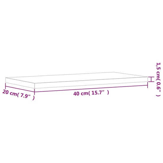 Wandschappen 40X20X1,5 Cm Bewerkt Hout Hoogglans Wit 40 x 20 x 1.5 cm