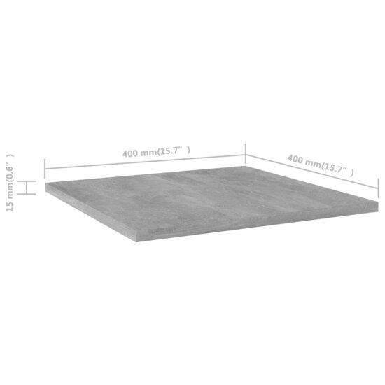 Wandschappen 4 st 40x40x1,5 cm bewerkt hout betongrijs