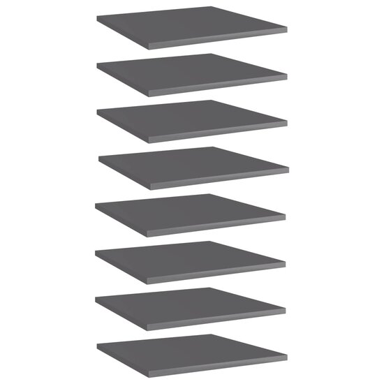 Wandschappen 8 st 40x40x1,5 cm bewerkt hout hoogglans grijs