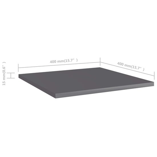 Wandschappen 8 st 40x40x1,5 cm bewerkt hout hoogglans grijs
