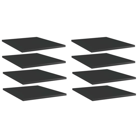 Wandschappen 8 st 40x50x1,5 cm bewerkt hout hoogglans zwart
