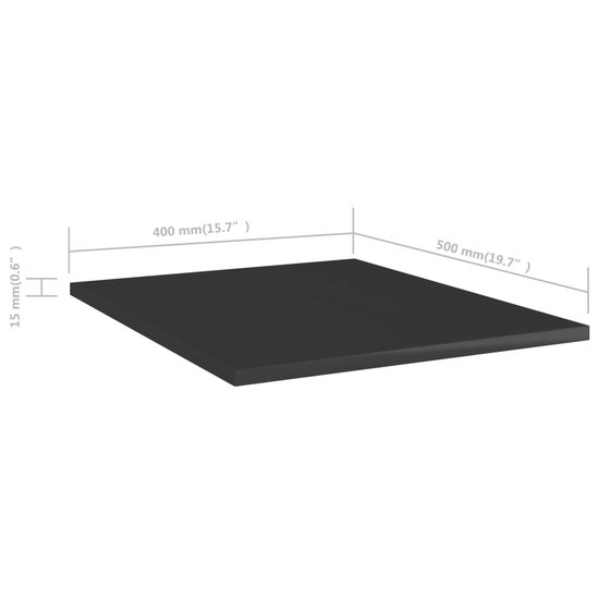 Wandschappen 8 st 40x50x1,5 cm bewerkt hout hoogglans zwart