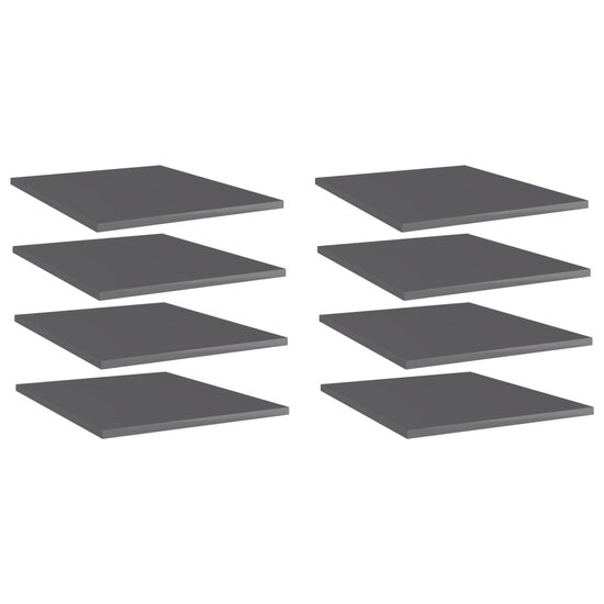 Wandschappen 8 st 40x50x1,5 cm bewerkt hout hoogglans grijs