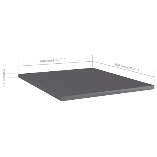 Wandschappen 8 st 40x50x1,5 cm bewerkt hout hoogglans grijs