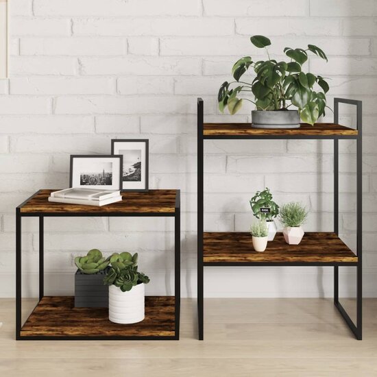 Wandschappen 4 st 40x50x1,5 cm bewerkt hout gerookt eikenkleur