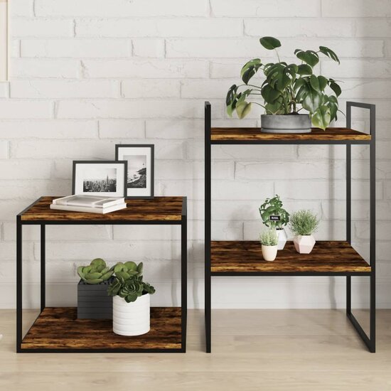 Wandschappen 4 st 40x50x1,5 cm bewerkt hout gerookt eikenkleur