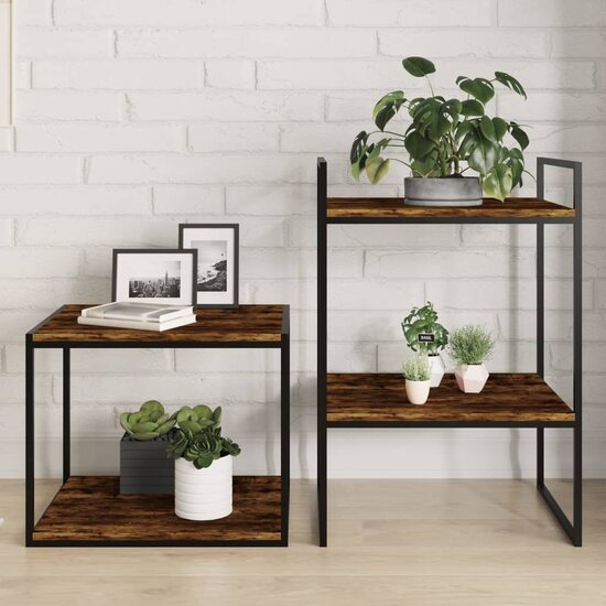 Wandschappen 4 st 40x40x1,5 cm bewerkt hout gerookt eikenkleur