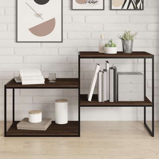 Wandschappen 4 st 60x40x1,5 cm bewerkt hout bruin eikenkleur
