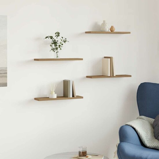 Wandschappen 40X10X1,5 Cm Bewerkt Hout Artisanaal Eiken Artisanaal Eikenkleurig 40 x 10 x 1.5 cm