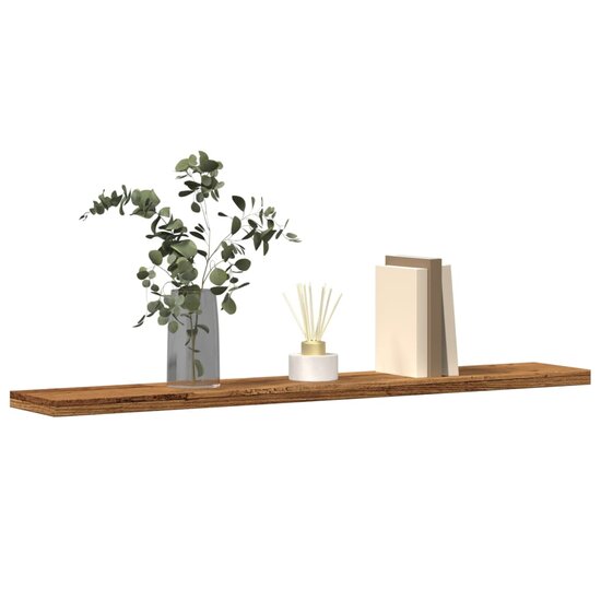 Wandschappen 4 st 60x10x1,5 cm bewerkt hout oud houtkleurig