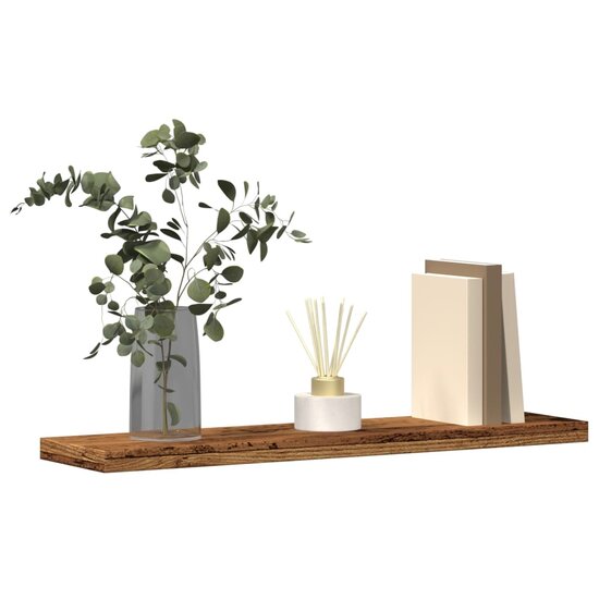 Wandschappen 40X10X1,5 Cm Bewerkt Hout Kleurig Oud Hout 40 x 10 x 1.5 cm