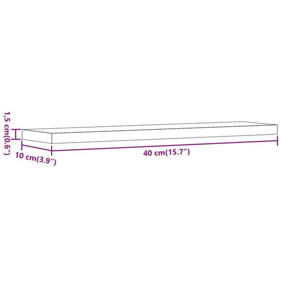 Wandschappen 40X10X1,5 Cm Bewerkt Hout Kleurig Oud Hout 40 x 10 x 1.5 cm