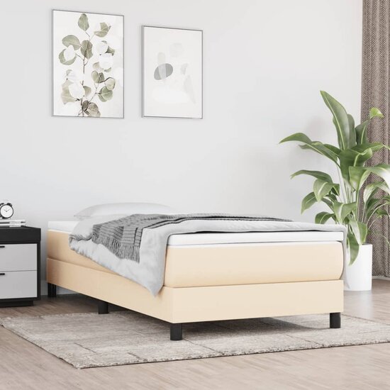 Pocketveringmatras 90x200x20 cm stof cr&egrave;mekleurig