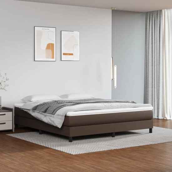 Pocketveringmatras 180X200X20 Cm Kunstleer 180 x 200 cm Bruin