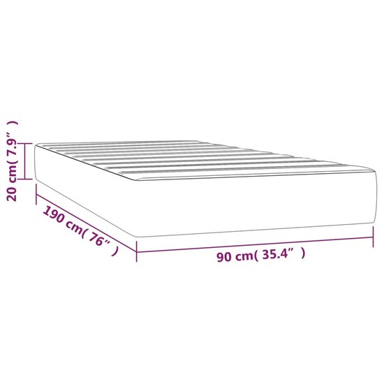 Pocketveringmatras 90X190X20 Cm Fluweel Donkergrijs 90 x 190 cm
