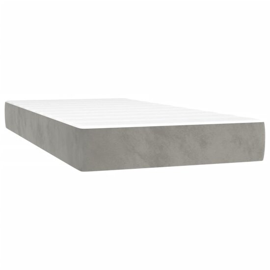Pocketveringmatras 90X200X20 Cm Fluweel Lichtgrijs 90 x 200 cm